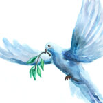 Watercolor,Raster,Illustration,Of,Peace,Dove,Holding,Olive,Branch.,Illustration
